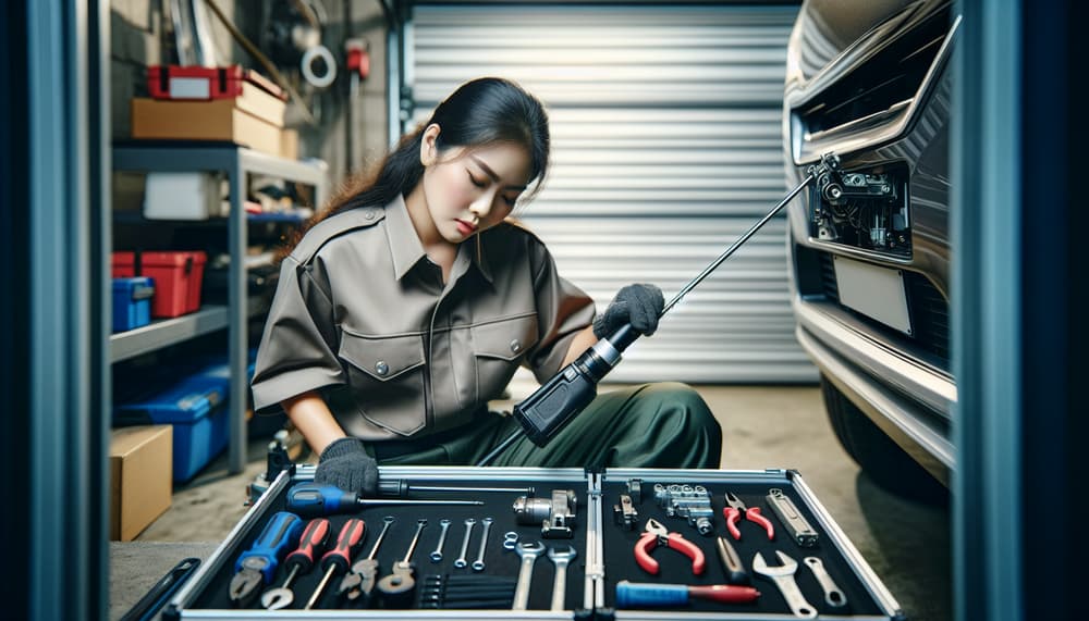 Expert garage door technician at work